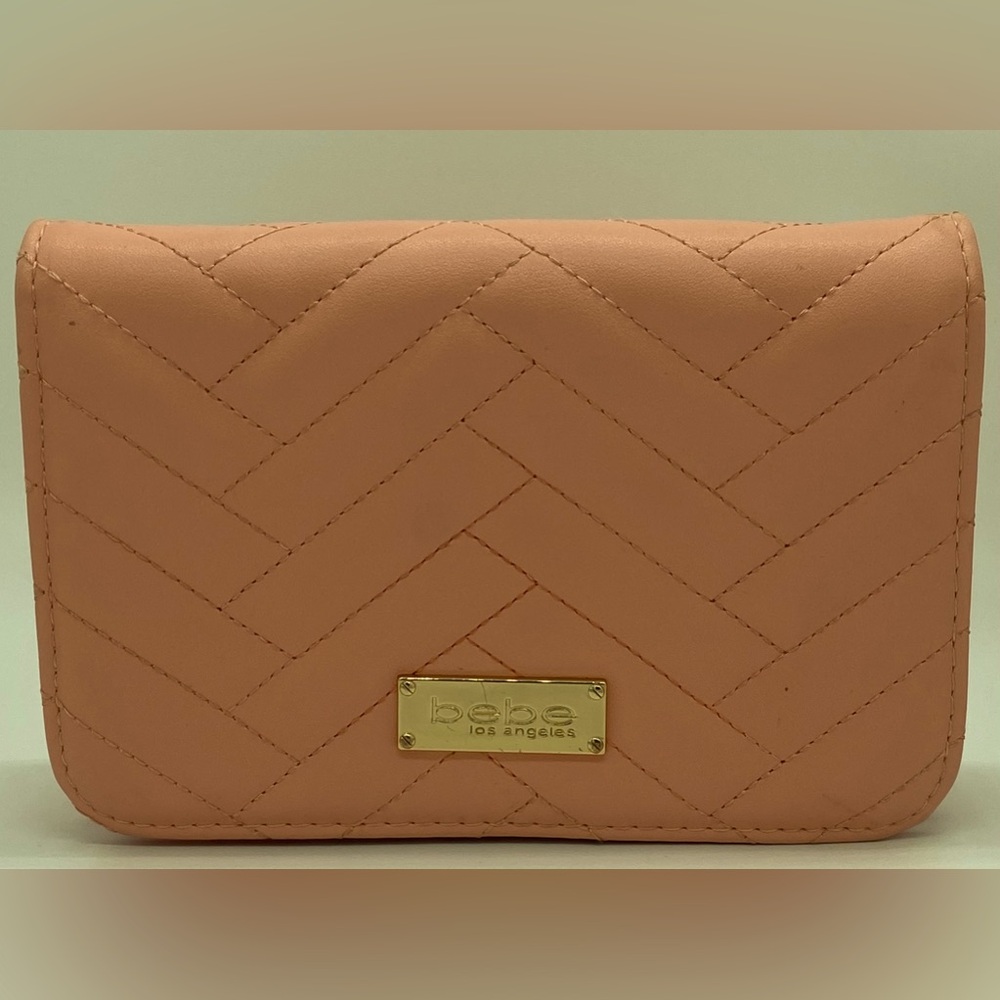 Bebe Sophia Crossbody Bag, Quilted, Salmon, no Chain, Faux Leather